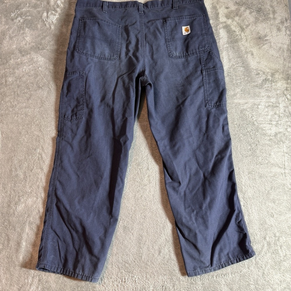 Carhartt 383-20 Mens 40x28 Carpenter‎ Pants Navy Blue Canvas Work Dungaree Fit